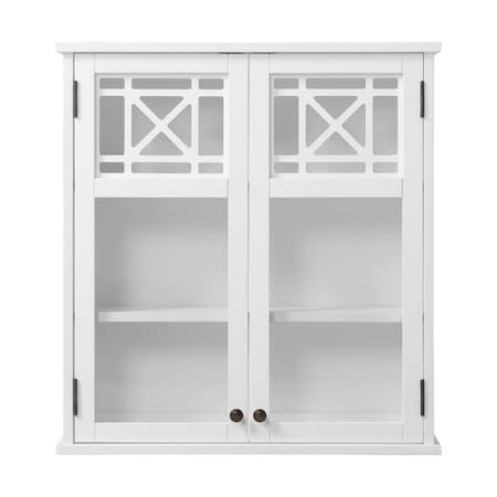 Alaterre Furniture Derby 27"W x 29"H Wall Mounted Bath Storage Cabinet with Glass Cabinet Doors ANDE76WH